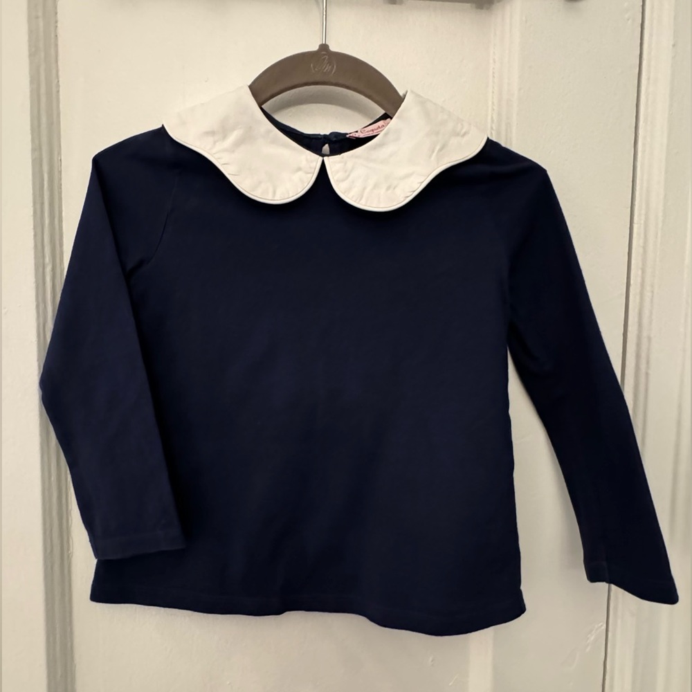 La Coqueta Navy and White Top.Cut from soft cotton jersey, in good condition.